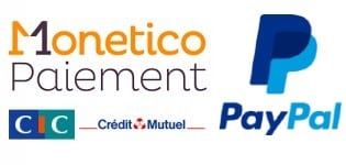 Logo Monetico Paiement CIC Crédit Mutuel et Logo Bleu Paypal